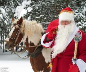 yapboz Yanında bir at Noel Baba